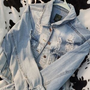 Wild Fable Ripped Light Blue Jean Jacket